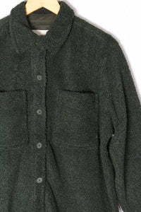 Women's Long Sleeve Button Down Pocketed Teddy Sherpa Shacket