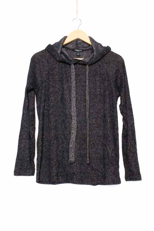 Women's Long Sleeve Ribbed Hoodie Pullover Sweater