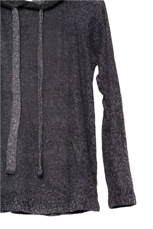 Women's Long Sleeve Ribbed Hoodie Pullover Sweater