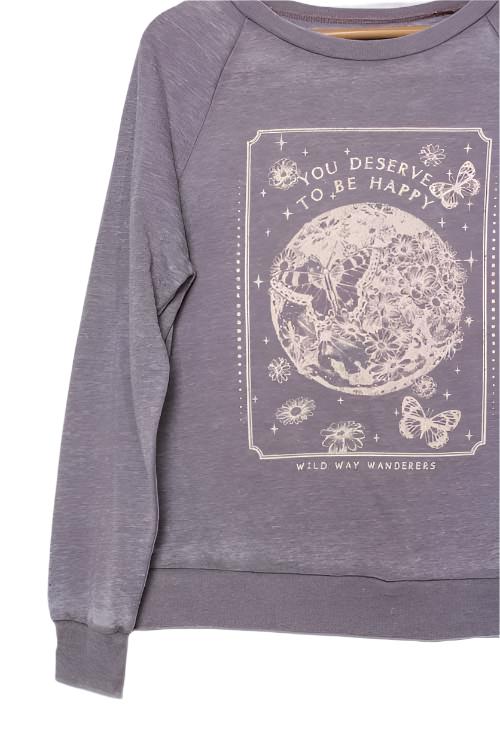 Women's Long Sleeve 'To Be Happy' Graphic Sweatshirt
