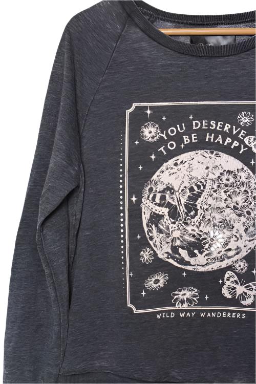 Women's Long Sleeve 'To Be Happy' Graphic Sweatshirt