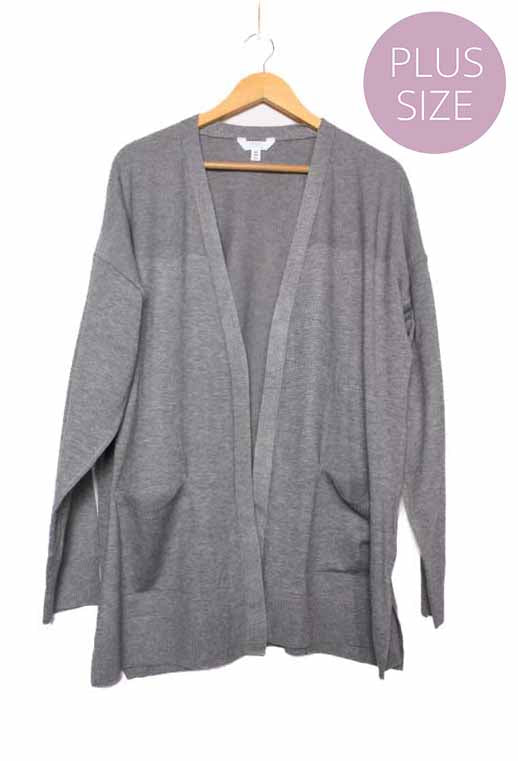 Women's Plus Long Sleeve Open Front Lightweight Knit Cardigan