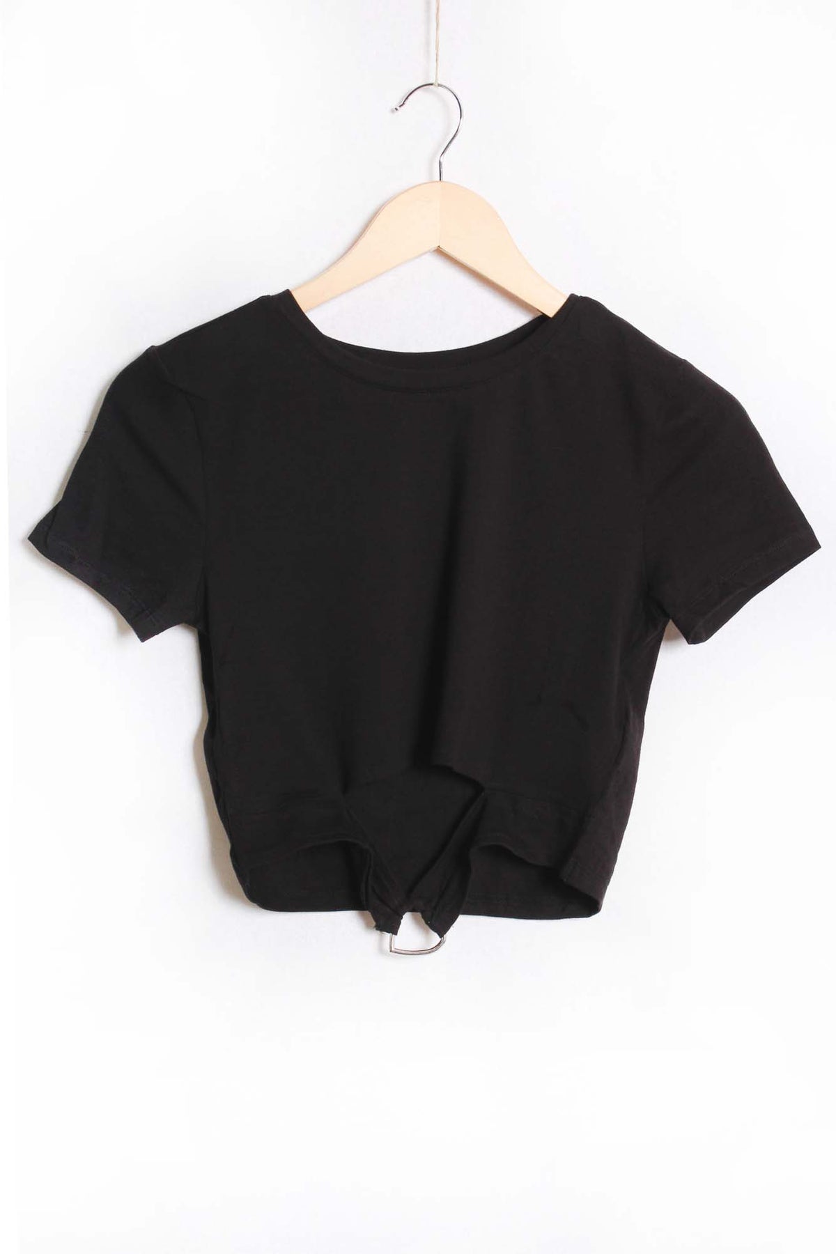 Women's Short Sleeve Round Neck Cut Out Crop Top