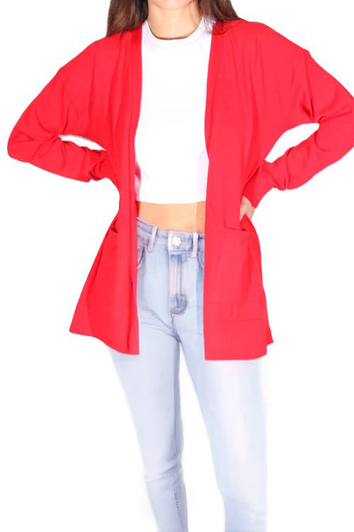 Women's Long Sleeve Open Front Lightweight Knit Cardigan