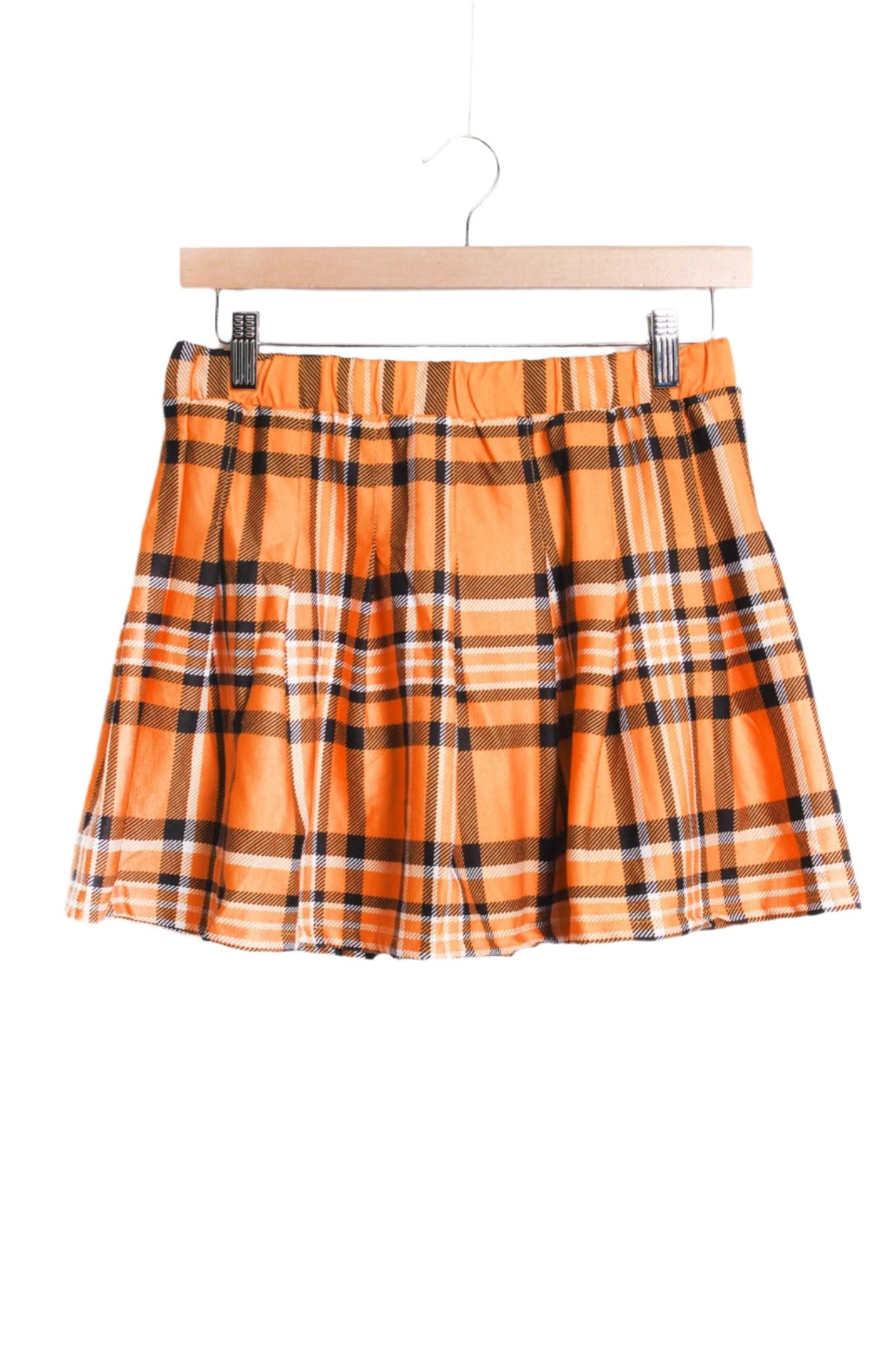 Women's High Waist Garterized Plaid Skirt