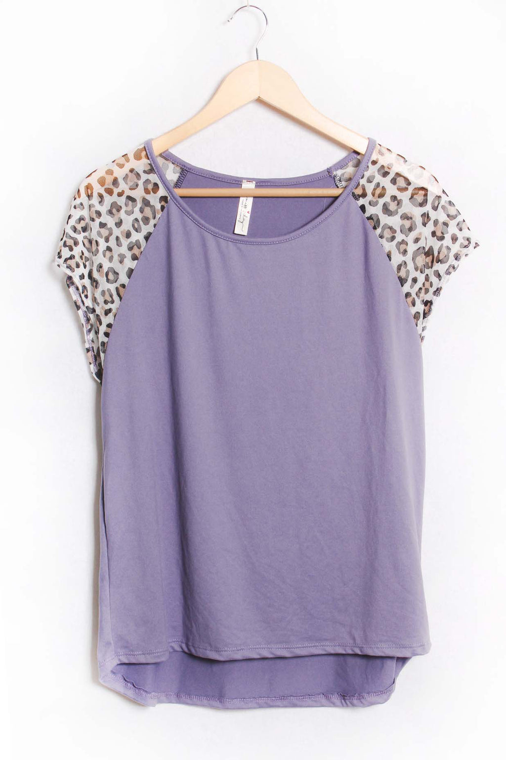 Women's Leopard Print Short Sleeve Scoop Neck Top
