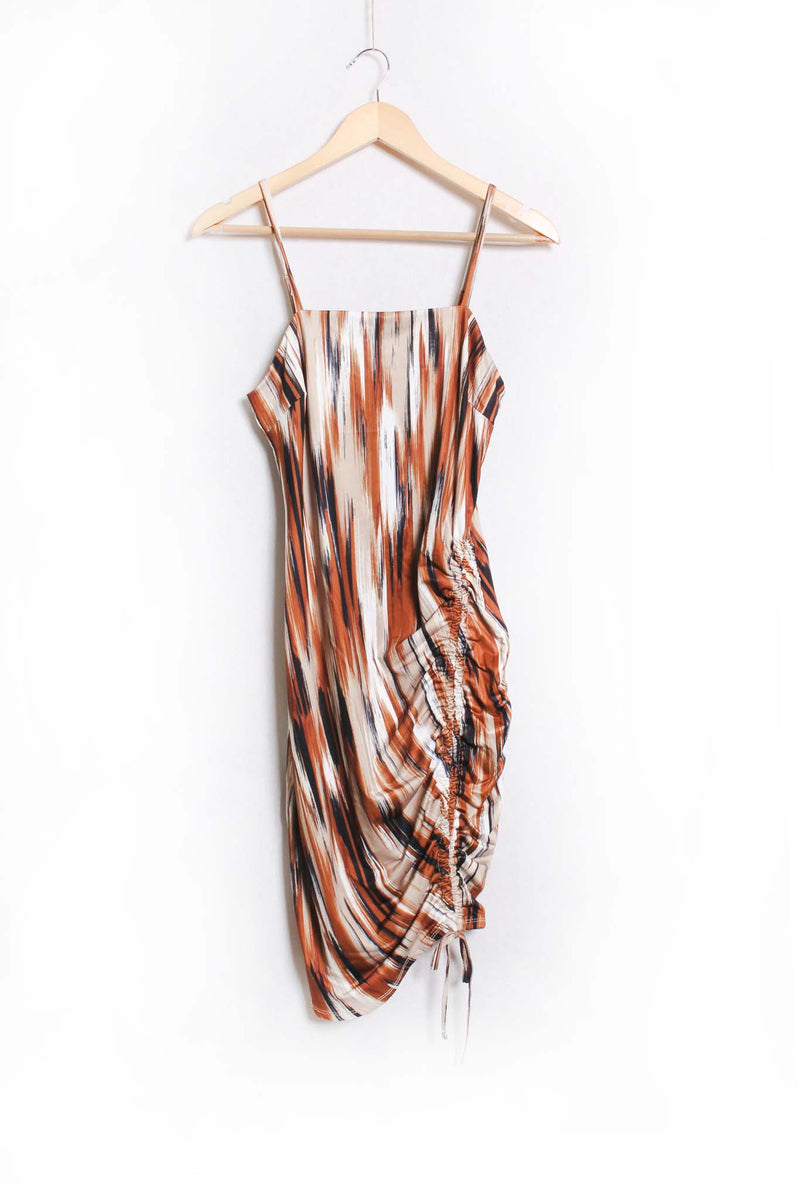 Women's Spaghetti Strap Tie Dye Ruched Mini Dress
