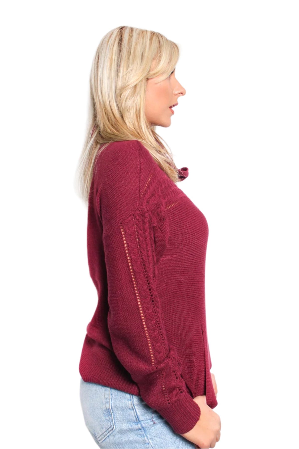 Women's Long Sleeves Cowl Neck Knitted Sweater
