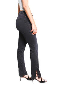 Women's High Waist Side Slit Hem Straight Jeans