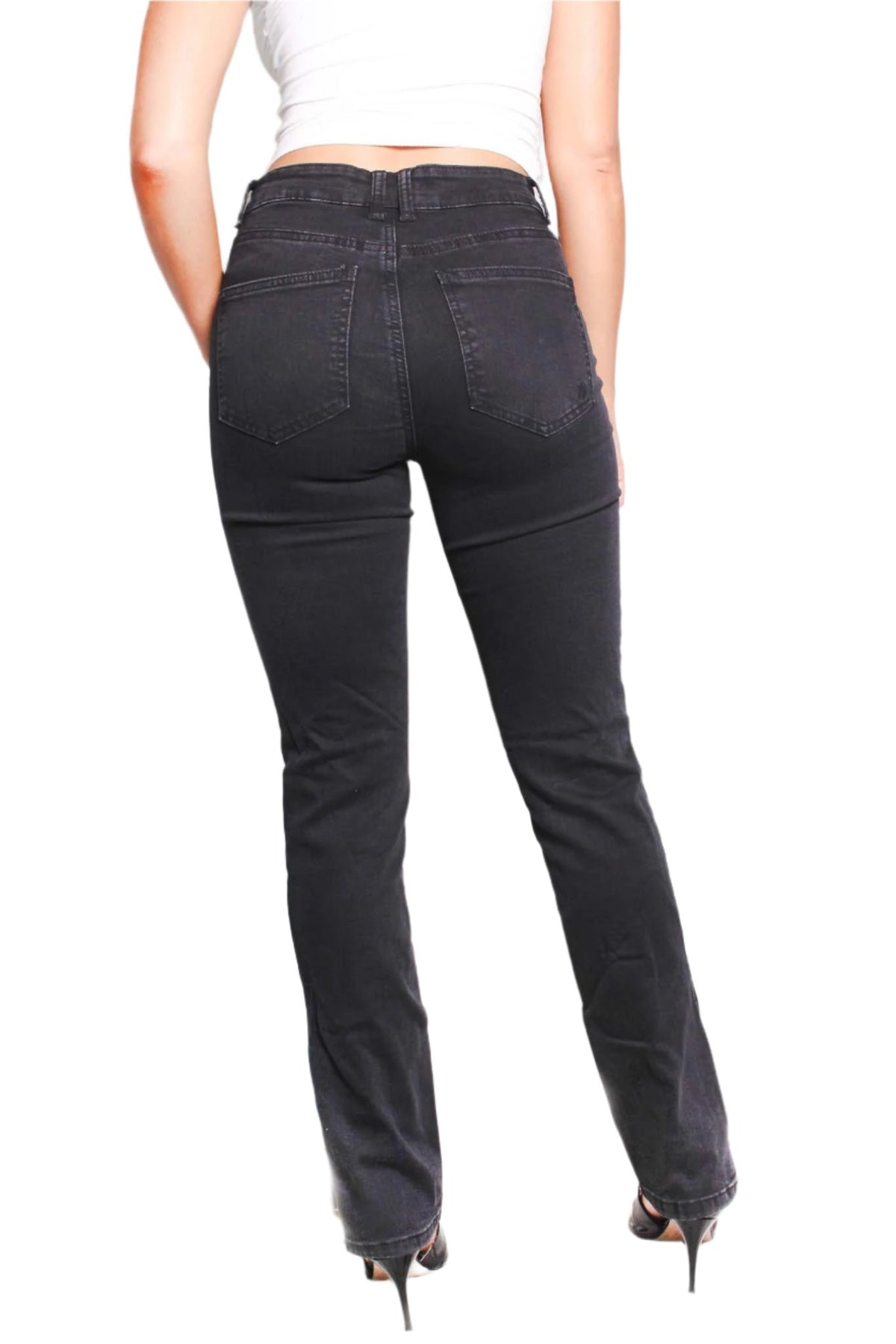 Women's High Waist Side Slit Hem Straight Jeans