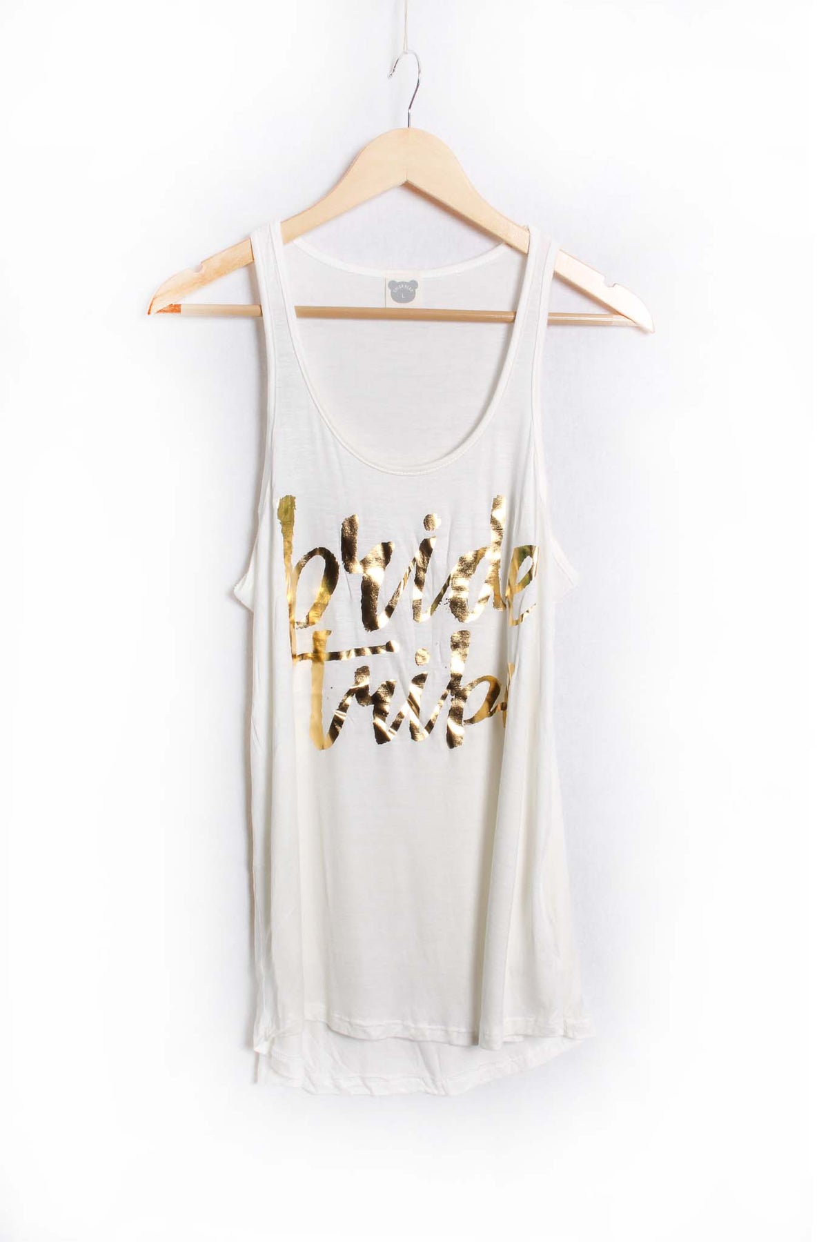 Women's Sleeveless Scoop Neck 'Bride Tribe' Printed Top