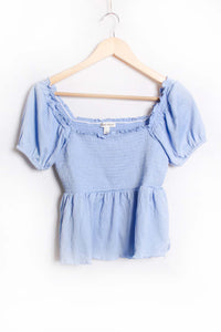 Women's Puff Sleeve Square Neck Shirred Top