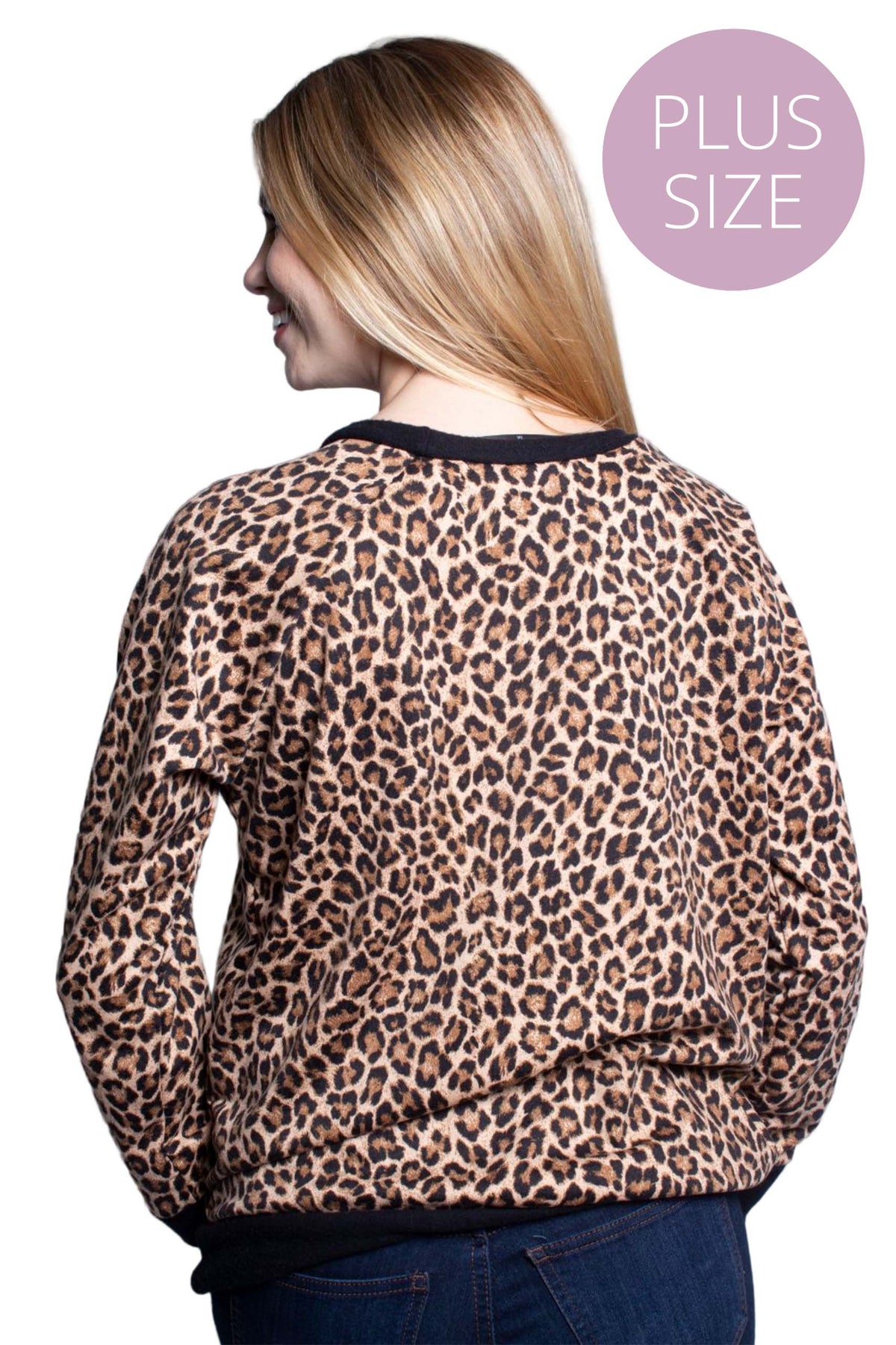 Women's Plus Size Animal Print Raglan Top
