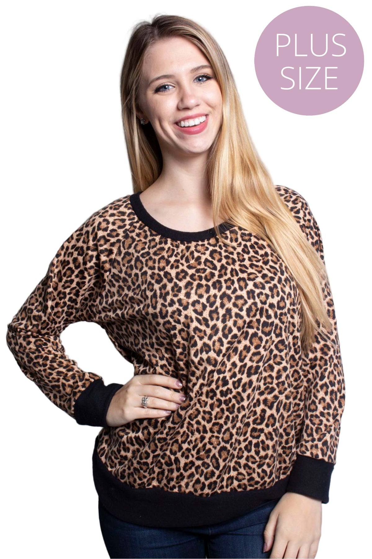 Women's Plus Size Animal Print Raglan Top