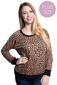 Women's Plus Size Animal Print Raglan Top
