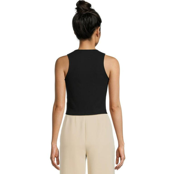 Women's Plus Sleeveless Drawstring Front Solid Top