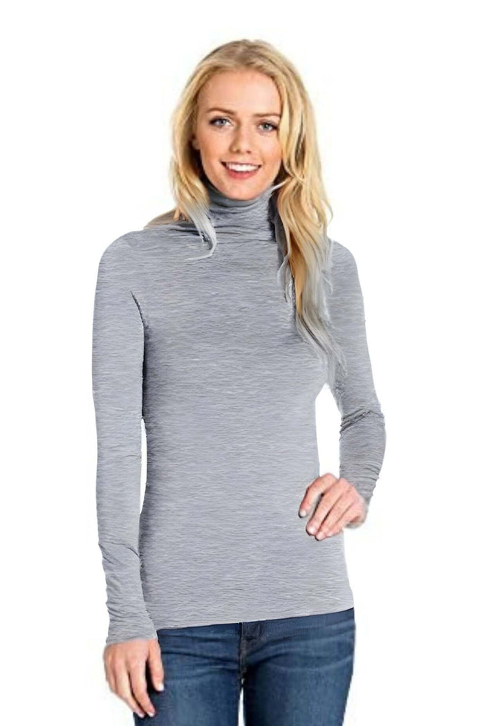 Women's Turtle Neck Long Sleeve Jersey Top