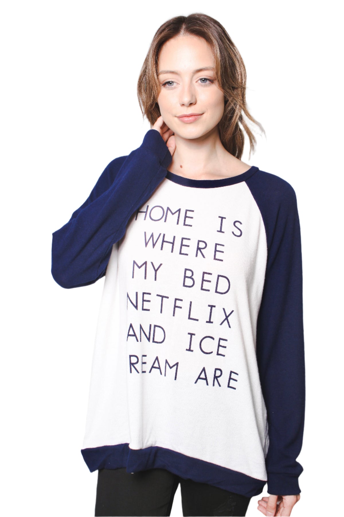 Women's Extra Soft Long Sleeve Light Sweater Raglan Statement Top