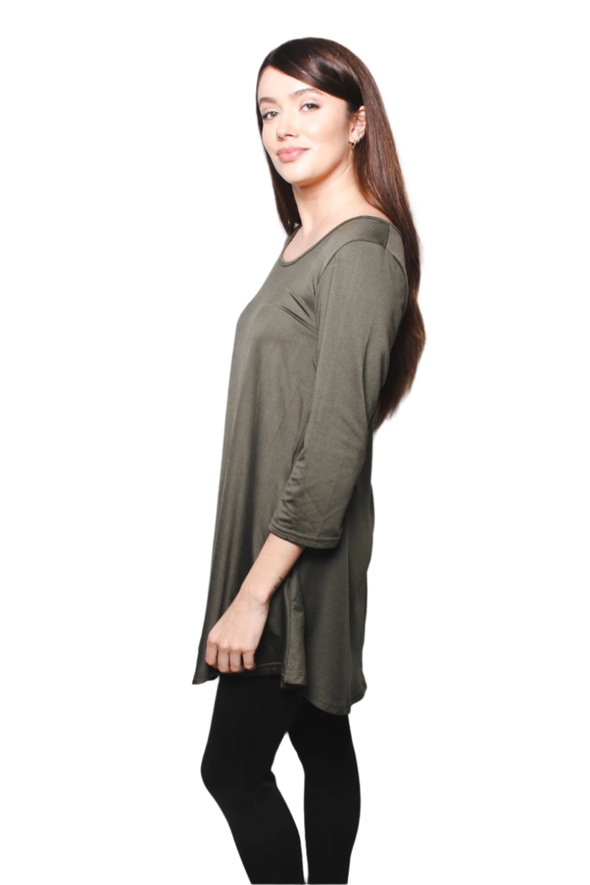 Women's Round Neck Short Sleeves Casual Tunic with Pocket