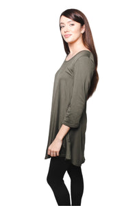 Women's Round Neck Short Sleeves Casual Tunic with Pocket