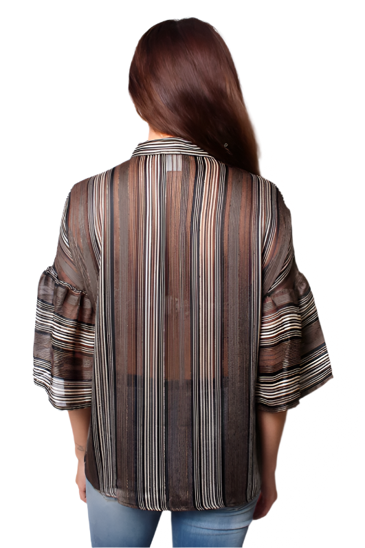 Women's Tiered Sleeve Tunic Top with Ribbon Choker