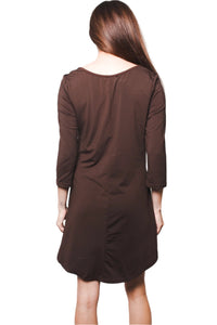 Women's Round Neck Short Sleeves Casual Tunic with Pocket