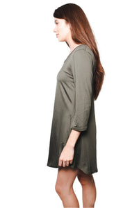 Women's Round Neck Short Sleeves Casual Tunic with Pocket