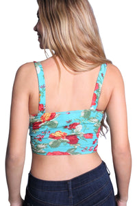 Women's Turquoise Floral Crop Top