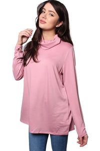 Women's Long Sleeves Cowl Neck Solid Top