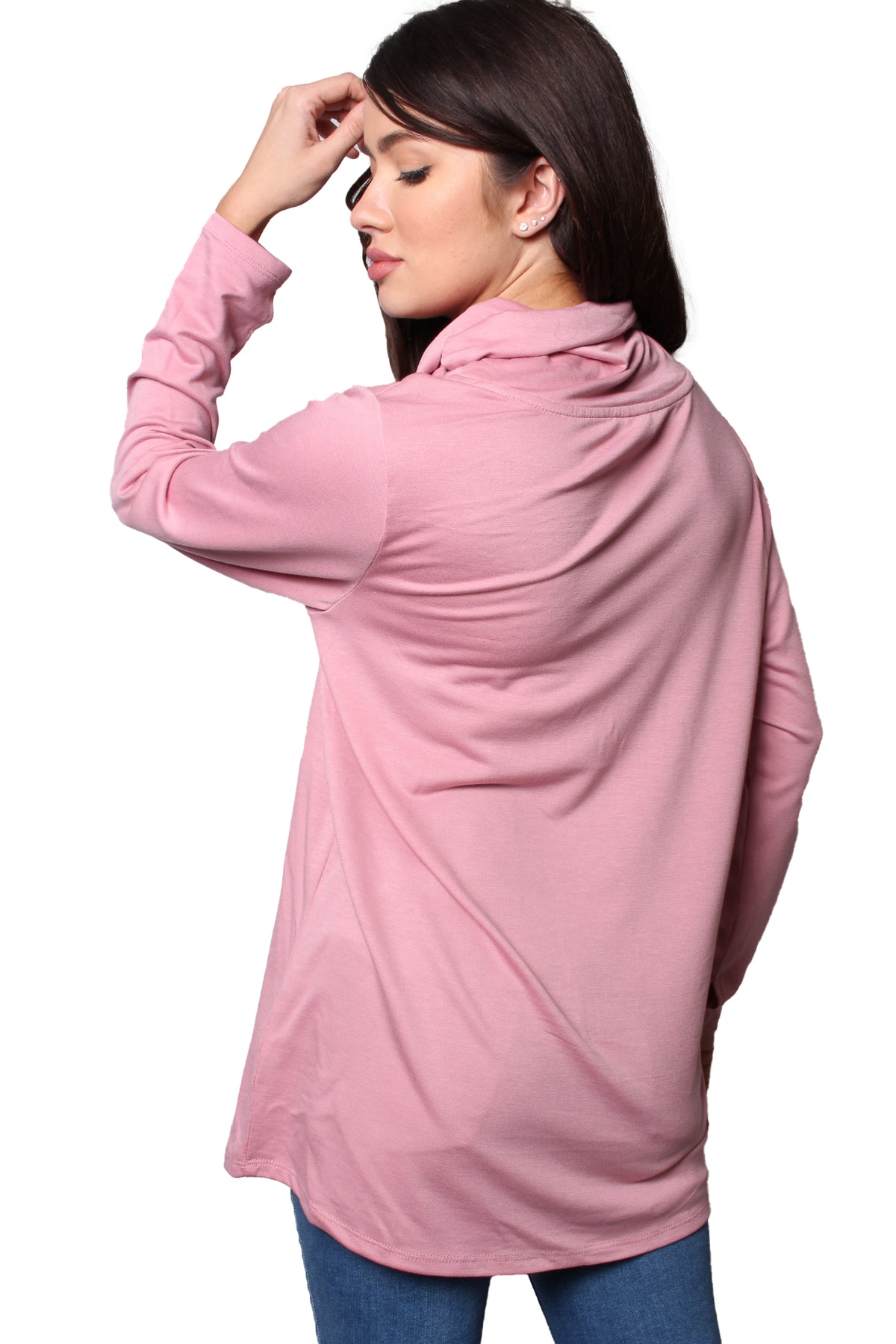 Women's Long Sleeves Cowl Neck Solid Top