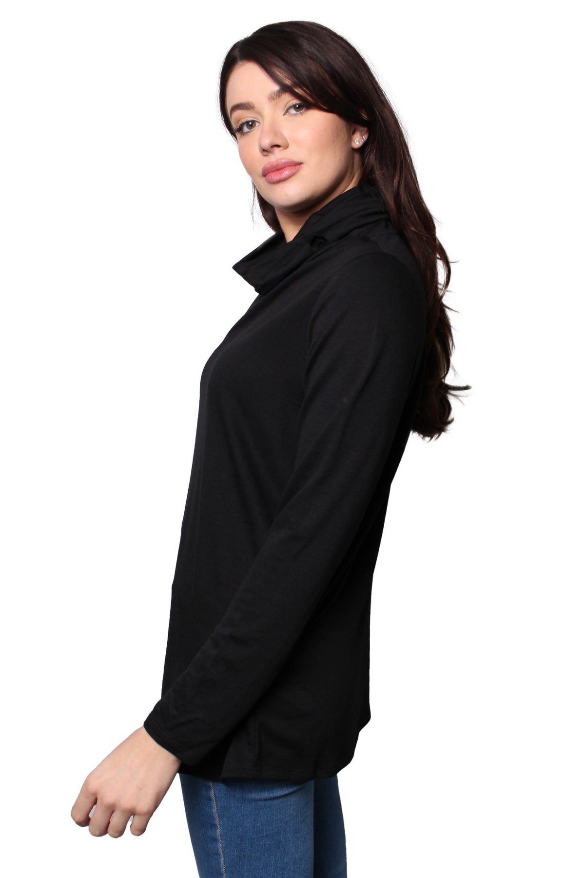 Women's Long Sleeves Cowl Neck Solid Top