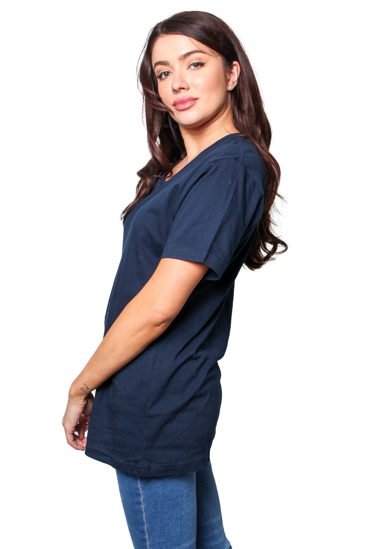 Women's Short Sleeve Deep V Neck Basic Top