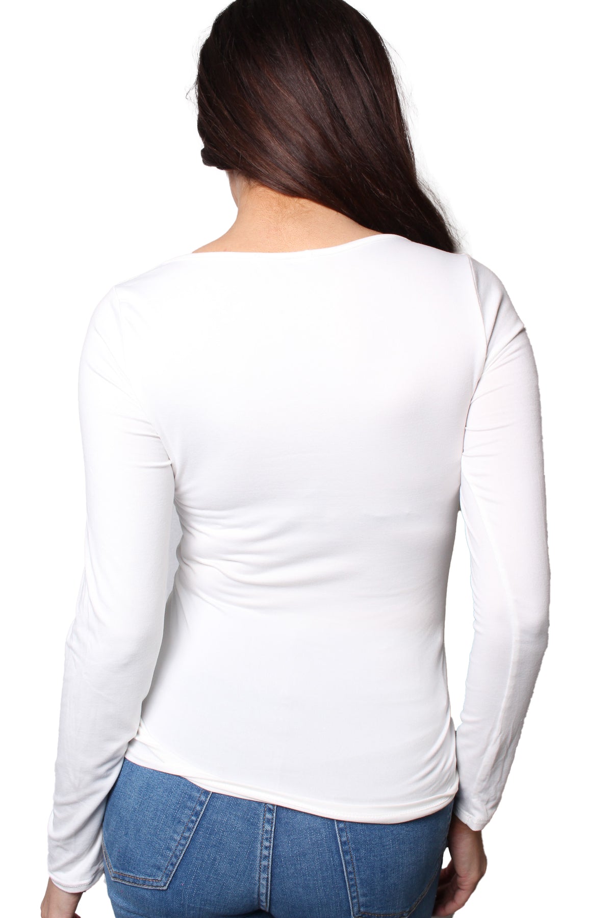 Women's Long Sleeves Square Neck Solid Top