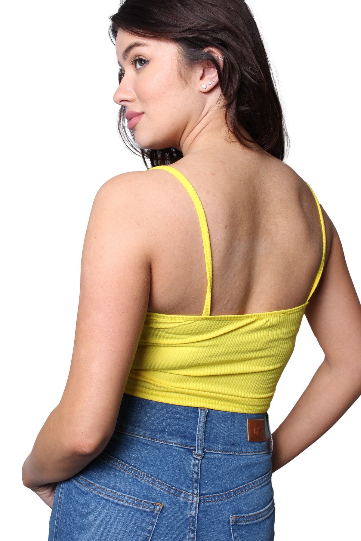 Women's Sleeveless Spaghetti Strap Ribbed Crop Top