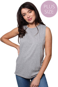 Women's Plus Sleeveless Crew Neck Basic Tank Top