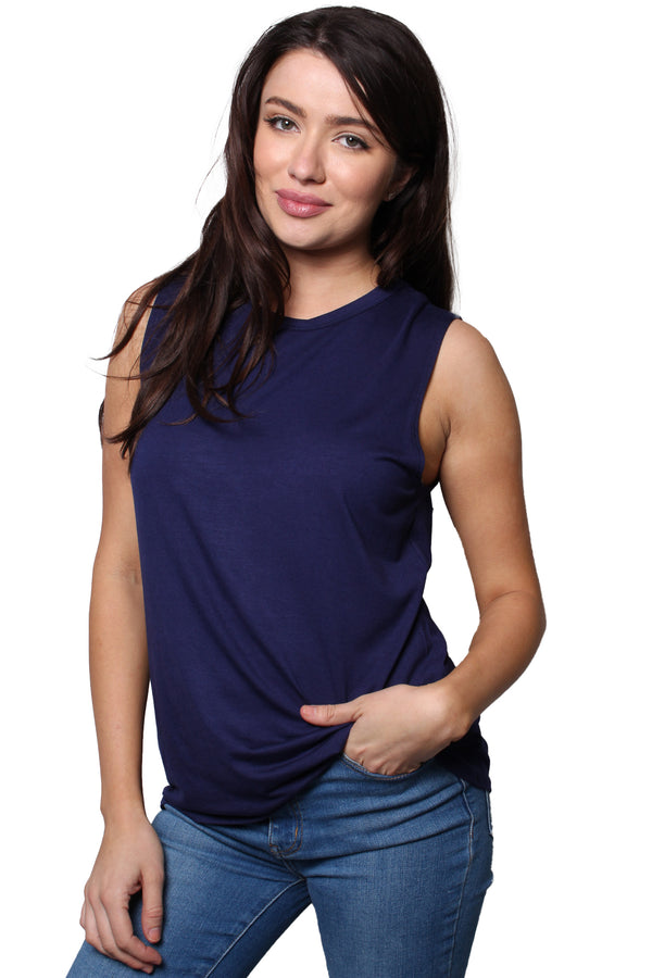 Women's Sleeveless Crew Neck Basic Tank Top