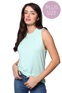 Women's Plus Sleeveless Crew Neck Basic Tank Top