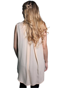 Women's Sleeveless Button Down Top w/ Front Pocket