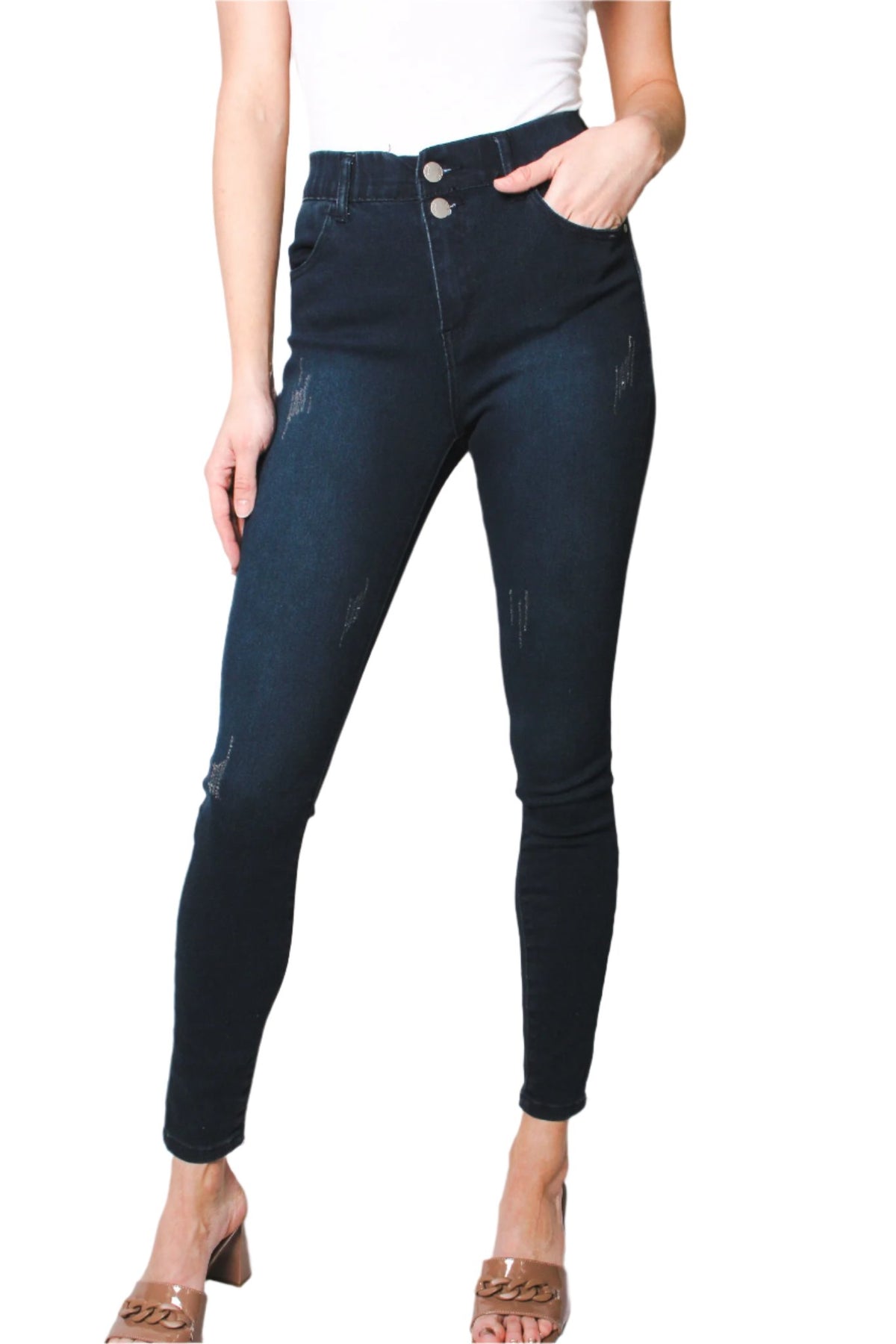 Women's Mid Rise Stretchy Waist Skinny Jeggings