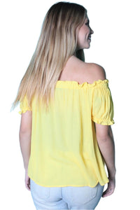 Women's Off Shoulder Woven Top w/ Button Detail