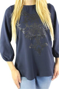 Women's 3/4 Sleeve Print Chiffon Top