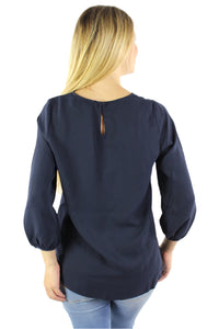 Women's 3/4 Sleeve Print Chiffon Top