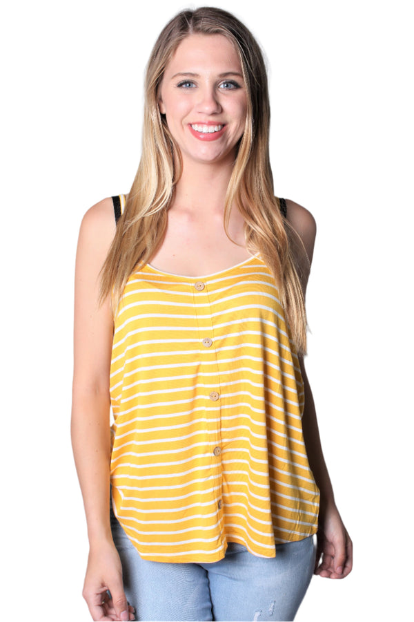 Women's Spaghetti Strap Wide Hem Stripe Tank