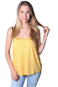 Women's Spaghetti Strap Wide Hem Stripe Tank