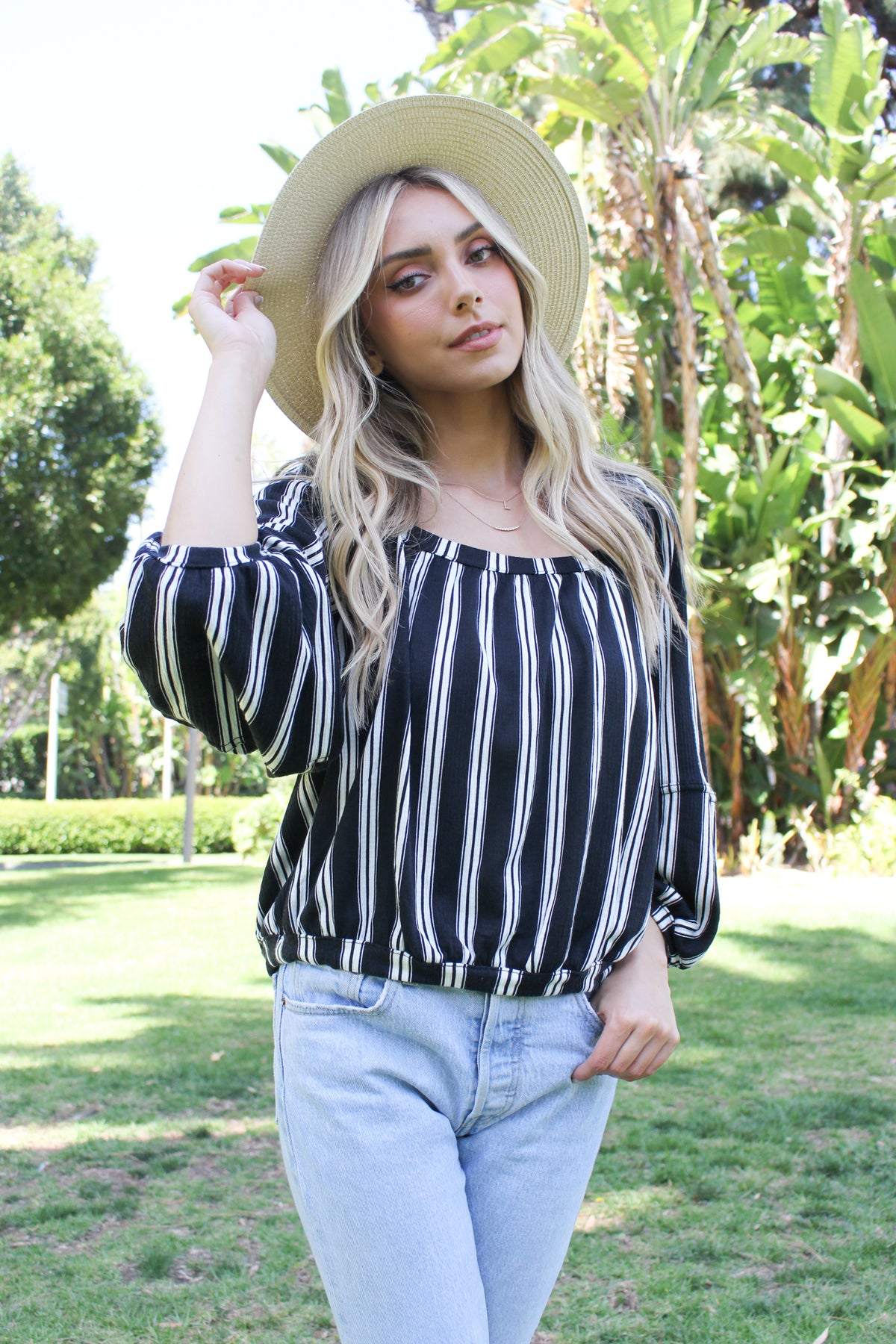 Women's Long Sleeve Square Neck Solid Casual Blouse