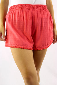 Women's High Waist Shorts with Tassel Hem