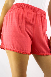 Women's High Waist Shorts with Tassel Hem