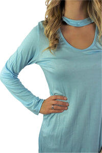 Women's Long Sleeve Keyhole Tunic Top