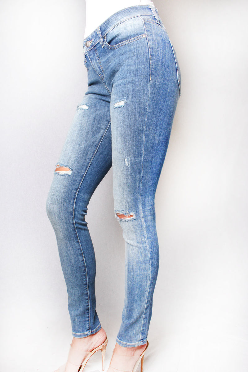 Women's Midrise Ripped Skinny Jeans