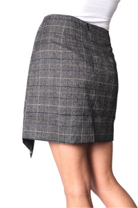 Women's Checkered Bow Tie Front Side Mini Skirt